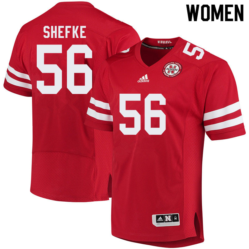 Women #56 Collin Shefke Nebraska Cornhuskers College Football Jerseys Sale-Red